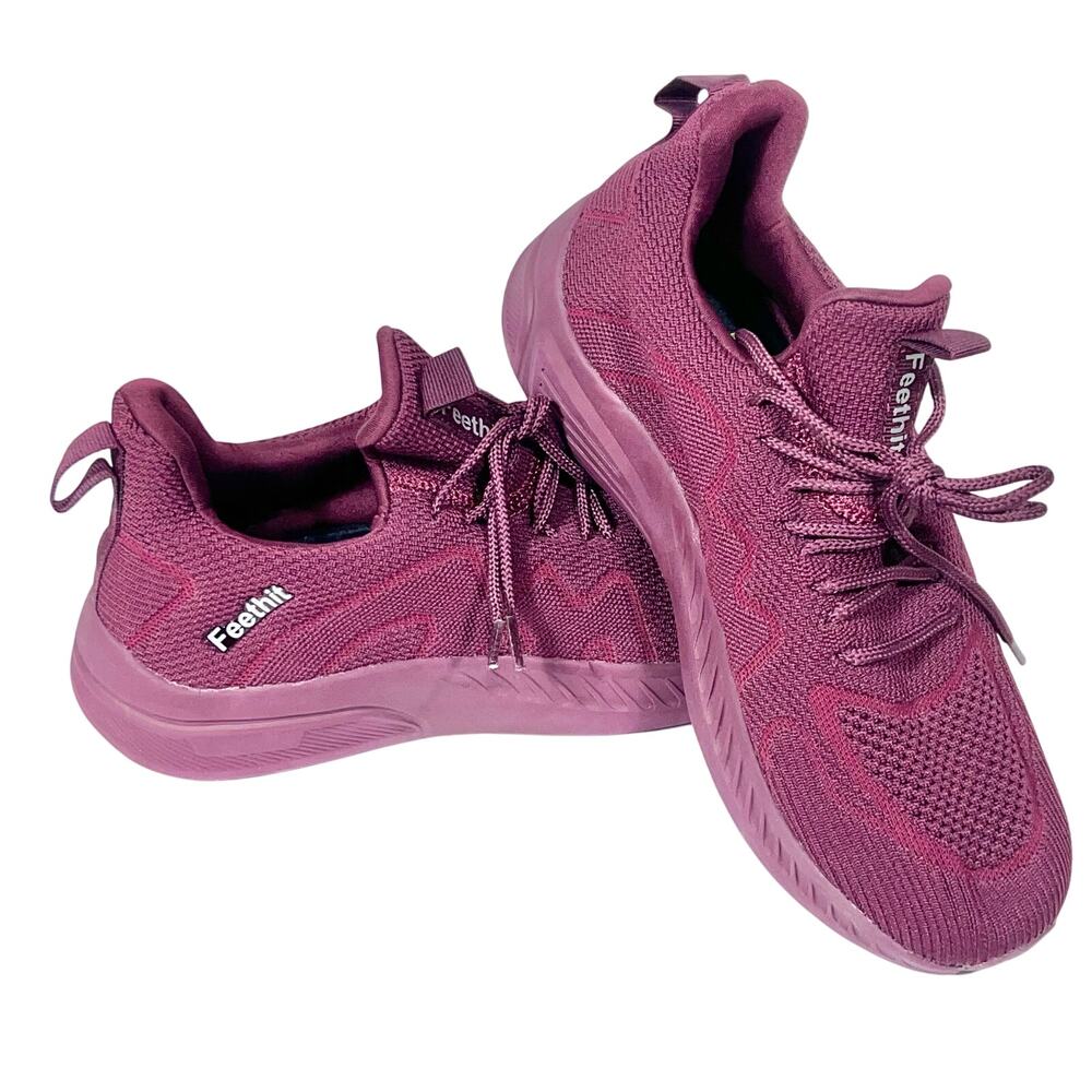 Feethit Blade Running Shoes Men 7.5 (40) Burgundy Non-Slip Slip On Sneakers New